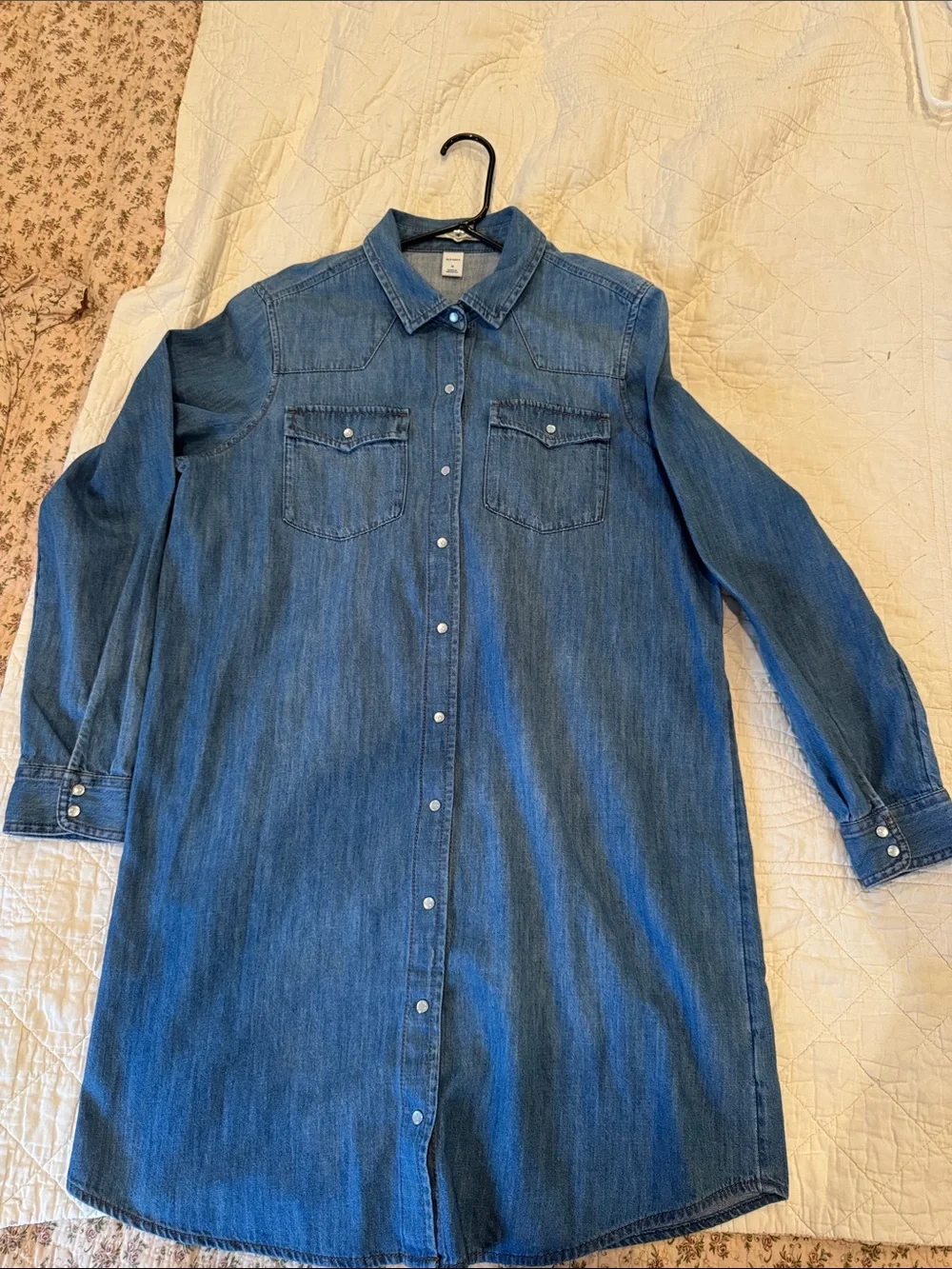Old Navy Denim Button-Down Midi Shirt Dress in Blue - Picture 3 of 9